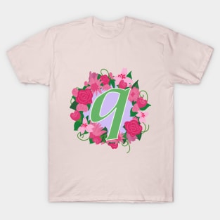 Monogram Q, Personalized Floral Initial T-Shirt